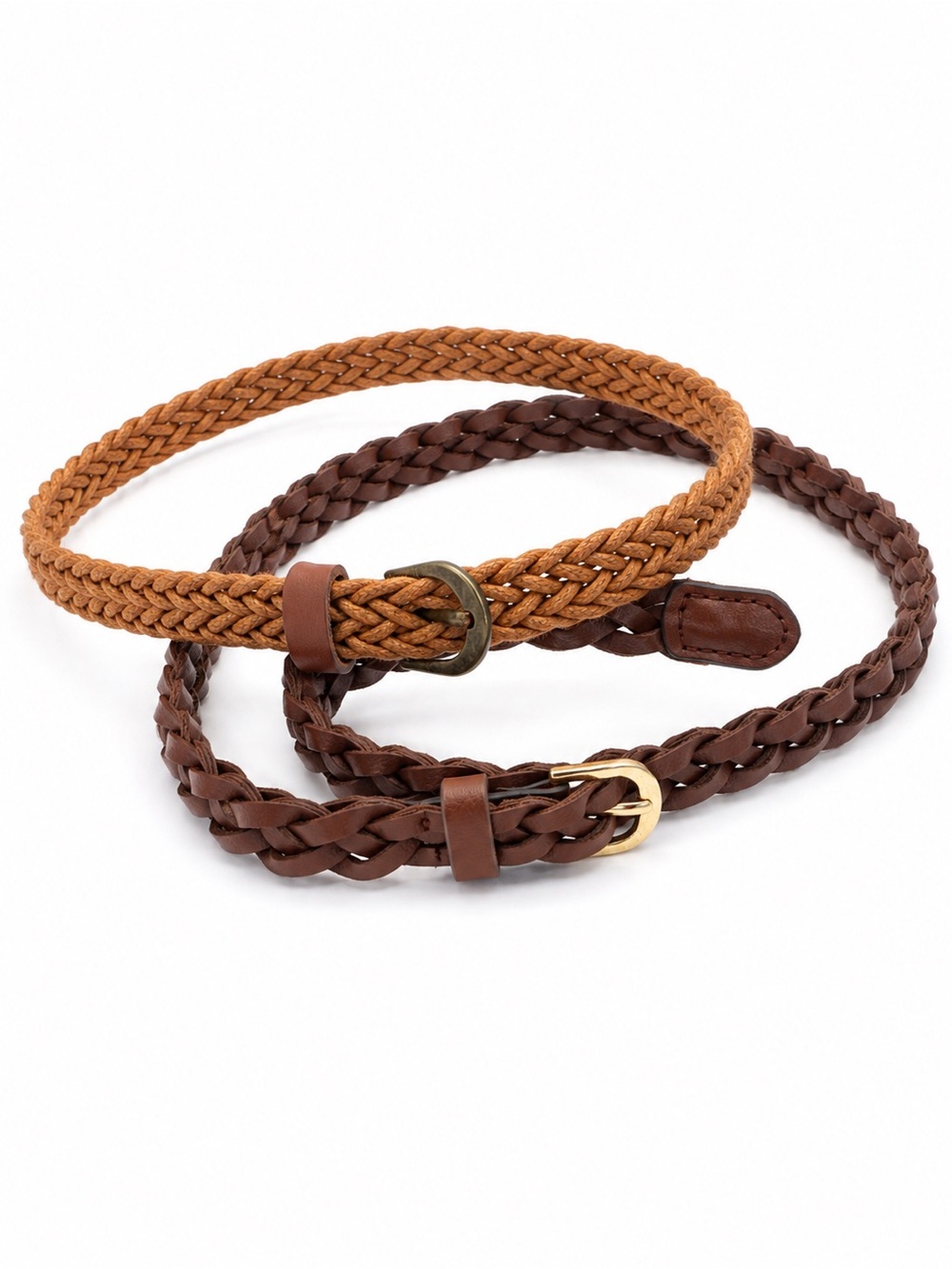 2 Pack Braided Waist Belts Faux Leather Tan Brown Screen Worn Cruel Intentions